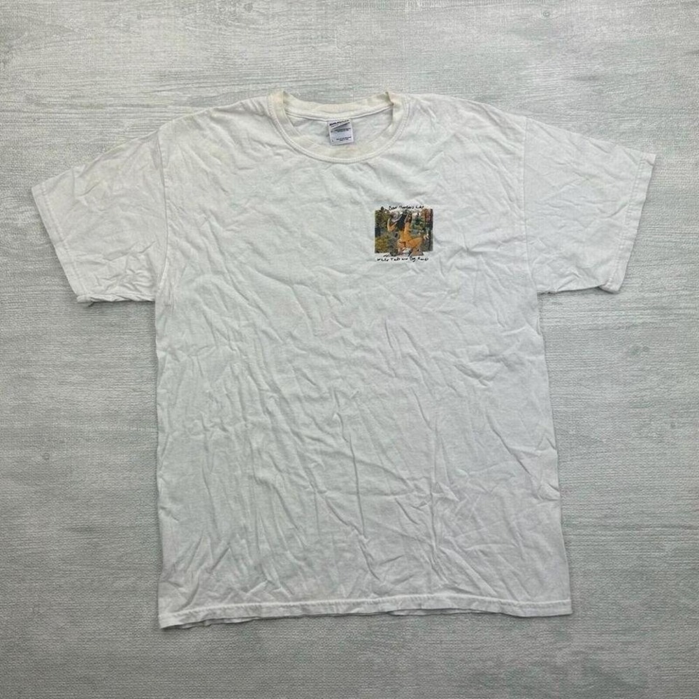 Vintage Bow Hunting Shirt Adult Large White Pin‎ Up Girl White Tails Big Racks